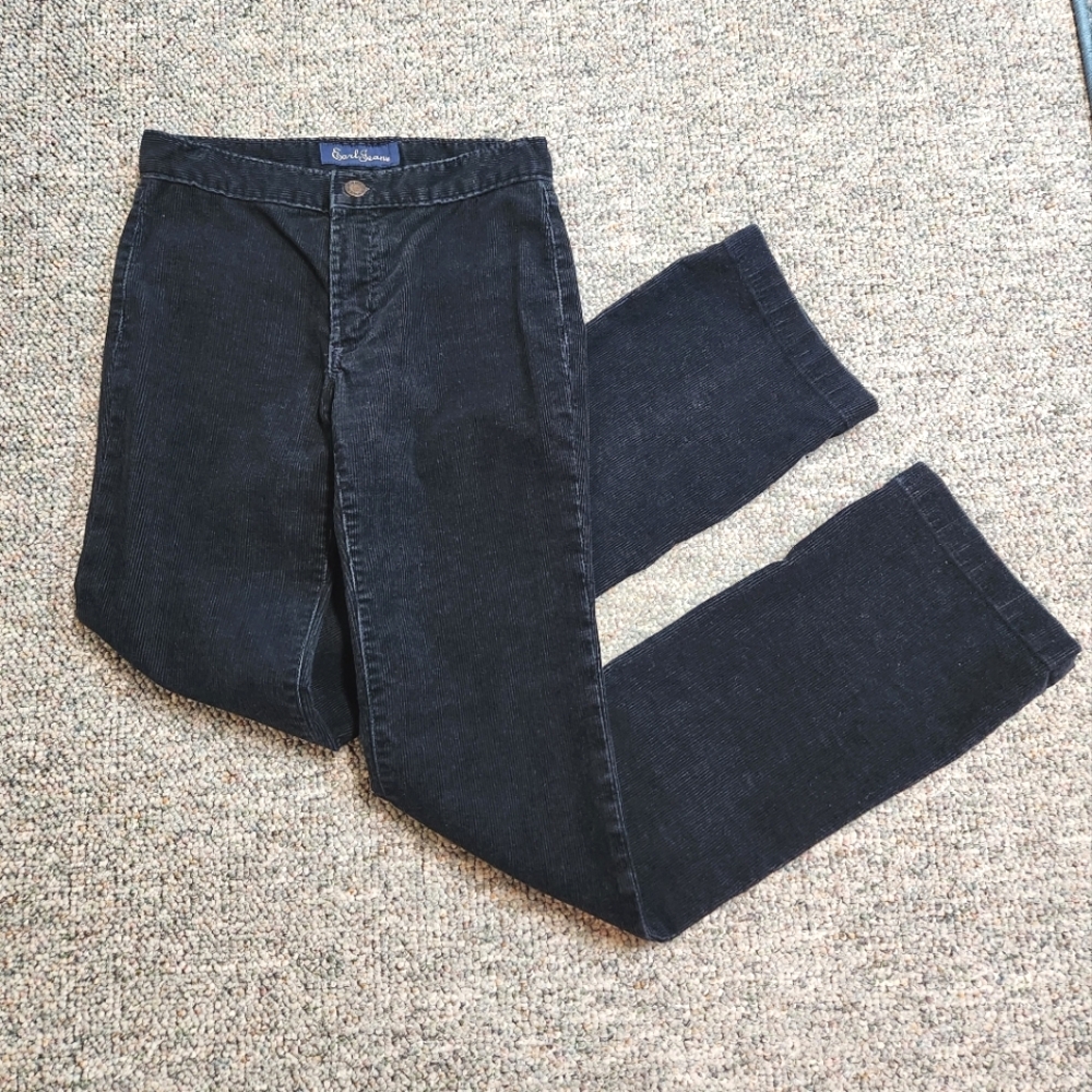 Earl Jean Stretch Low Rise Black Corduroy Straight Leg Pants 25